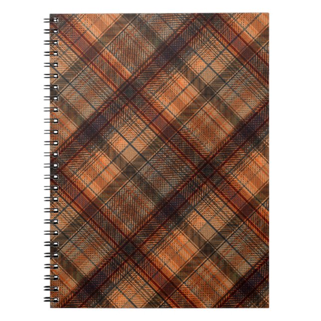 Cuaderno Clásico negro naranja marrón escocés (Frente)
