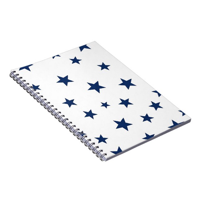 Cuaderno Clásico Patrón Continuo de Estrellas en Azul Marin (Lado Derecho)