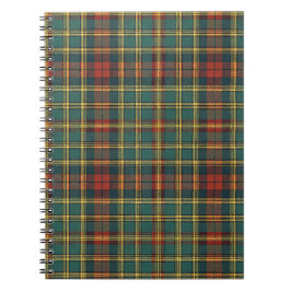 Cuaderno Clásico patrón de cuadros escoceses rojo y verde