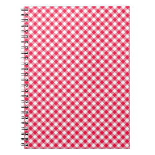 Cuaderno Clásico Patrón de Gingham Rojo y Blanco Rústico