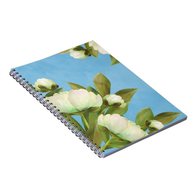 Cuaderno Clásico ramo floral de peonías blancas (Lado Derecho)