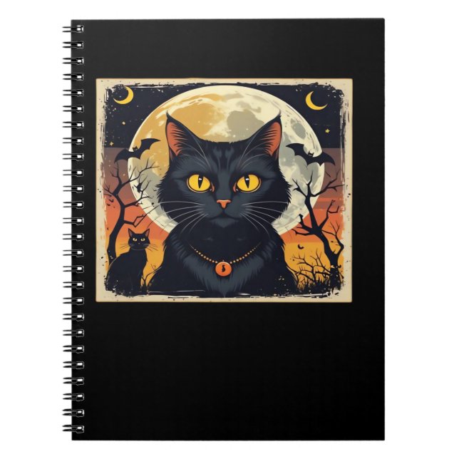 Cuaderno Clásico Retro Black Cat Halloween T-Shirt Classic (Frente)