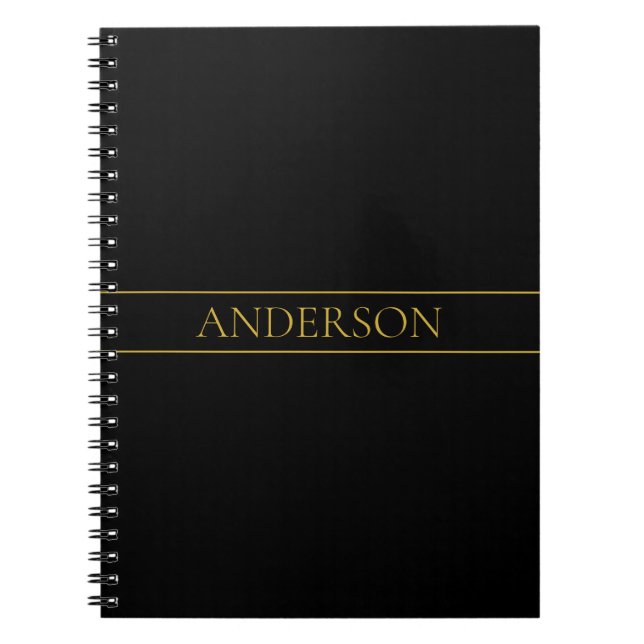 Cuaderno Clásico Texto y Líneas de Oro Personalizables (Frente)
