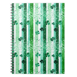 Cuaderno Classic Green White Vertical Stripes Shamrocks