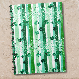 Cuaderno Classic Green White Vertical Stripes Shamrocks