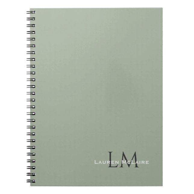 Cuaderno Classic Sage Green Monogram Stationery (Frente)