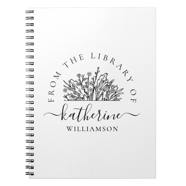 Cuaderno Classic Wildflowers Name Script Custom Name & Text (Frente)