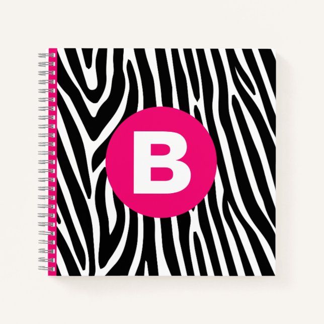 Cuaderno Classic Zebra Stripes Bright Pink Monogram (Anverso)