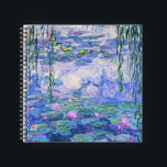 Cuaderno Claude Monet Water relaja arte impresionista franc<br><div class="desc">Claude Monet Water Lilies es una colección de aproximadamente 250 pinturas al óleo del impresionista francés Claude Monet. Los cuadros representan el florido jardín de Monet en Giverny.</div>