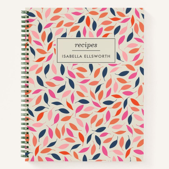Cuaderno Cláusula personalizada de hojas modernas de color  (Anverso)