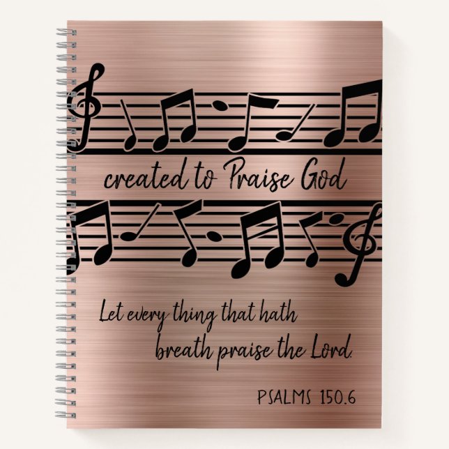 Cuaderno Clave de piano creada para alabar la cita de Dios (Anverso)