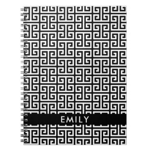 Cuaderno Clave griega blanca y negra personalizada