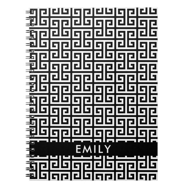 Cuaderno Clave griega blanca y negra personalizada (Frente)