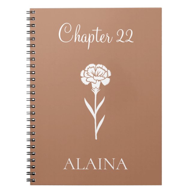 Cuaderno Clavel de Año Personalizado Flor de Nacimiento de  (Frente)