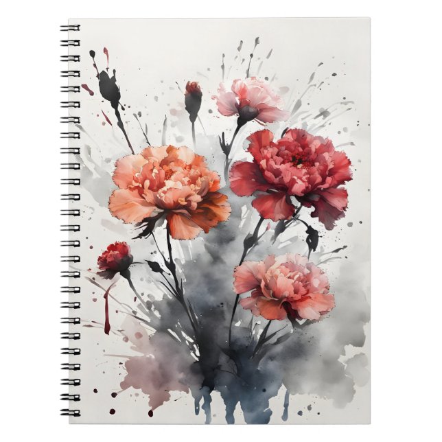 Cuaderno Clavel - Flores de acuarela (Frente)