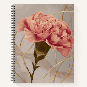 Cuaderno Clavel Rosa Rubor Floral Oro