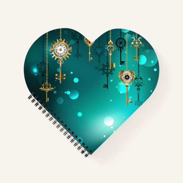 Cuaderno Claves de esqueleto antiguas sobre fondo verde (Anverso)