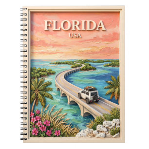 Cuaderno Claves de Florida Viaje EE. UU. Viaje Vintage Trop