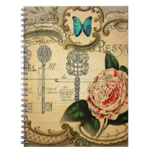 Cuaderno Claves parisinas Vintage Camellia Francés Botánico