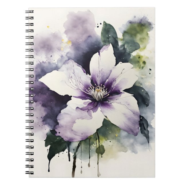 Cuaderno Clemátide - Flores de acuarela (Frente)