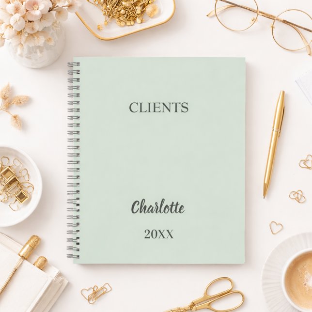 Cuaderno Clientes de negocio de autocares verde salvia (Subido por el creador)