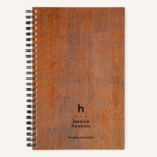 Cuaderno Clima Moderno Monograma Acero Oxido de Moda (Anverso)