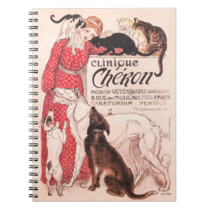 Cuaderno Clinique Cheron Vintage Dog Cat Steinlen Poster