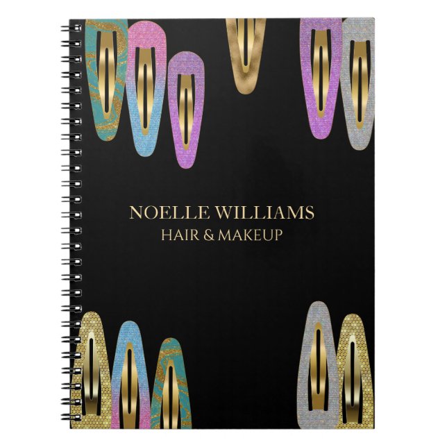 Cuaderno Clip de cabello moderno profesional con brillo par (Frente)