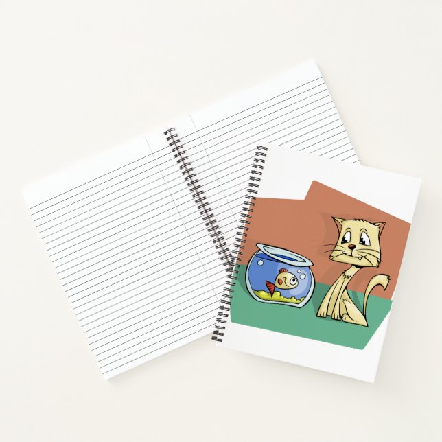 Cuaderno Clipart de petanca de gato y peces (Interior)