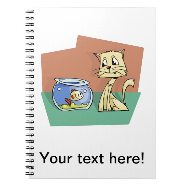 Cuaderno Clipart de petanca de gato y peces (Frente)