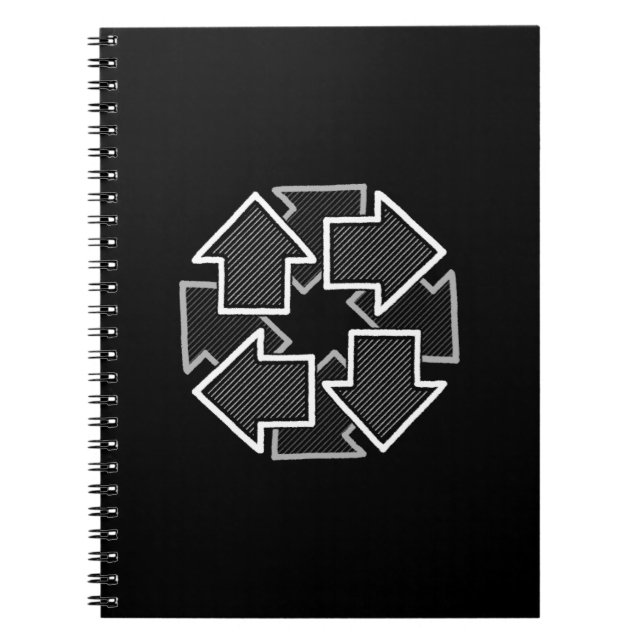 Cuaderno Clockwise Arrows Minimal Geometric Black Variant 2 (Frente)