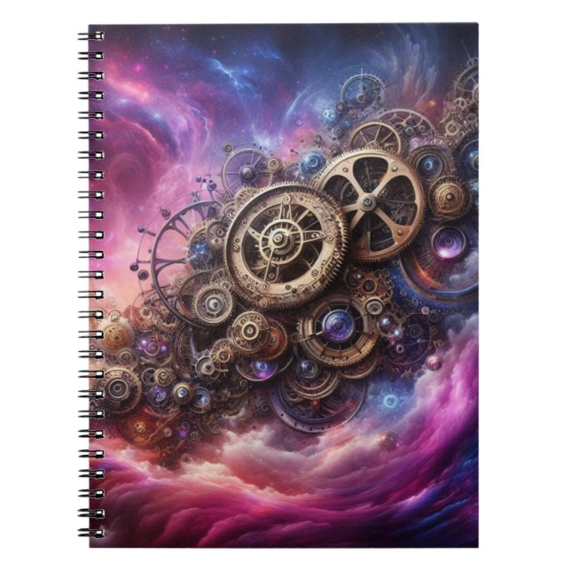 Cuaderno Clockwork industrial Steampunk Purple and Pink (Frente)