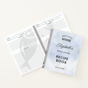 Cuaderno Cloud 9 Pastel Blue Sky Bridal Shower Receta de re