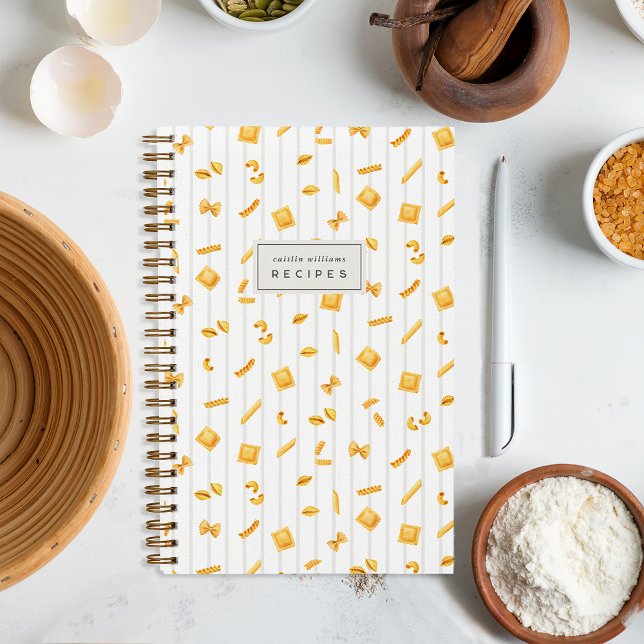 Cuaderno Cloud Stripe | Pasta Shapes Personalized Recipe (Subido por el creador)