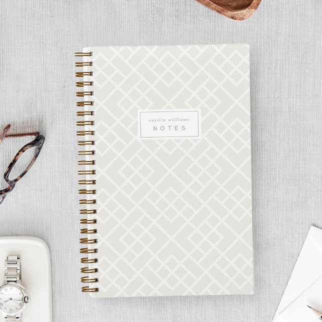 Cuaderno Cloud White | Coastal Bamboo Trellis Personalized (Subido por el creador)