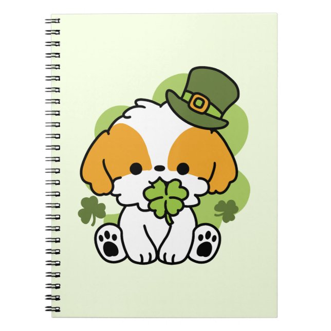 Cuaderno Clover Pup Love – Diseño de perro para el día de S (Frente)