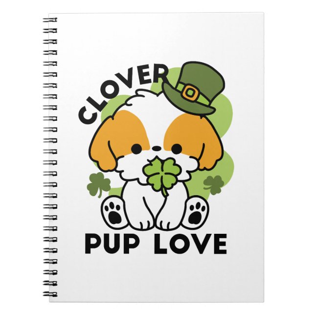 Cuaderno Clover Pup Love - Diseño de perros del Día de San  (Frente)