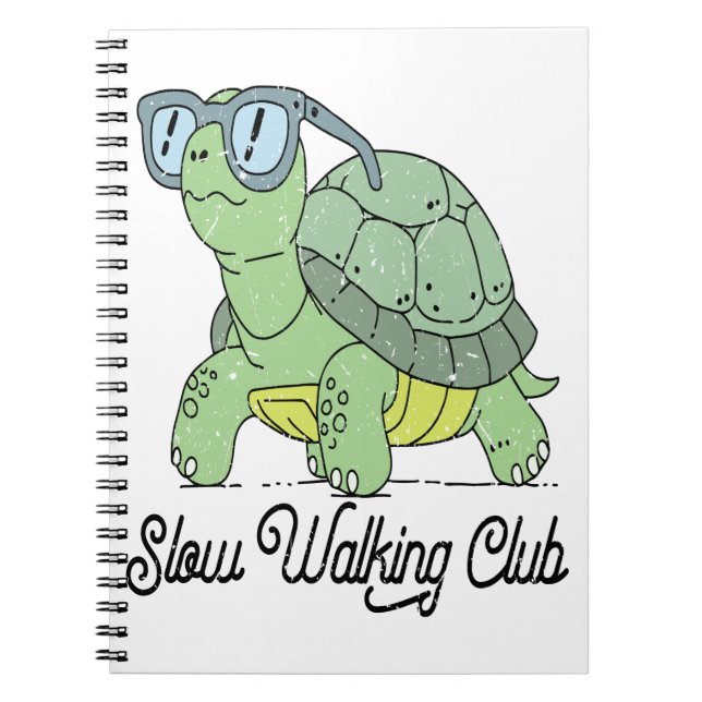 Cuaderno Club de caminatas lentas tortuga graciosa (Frente)