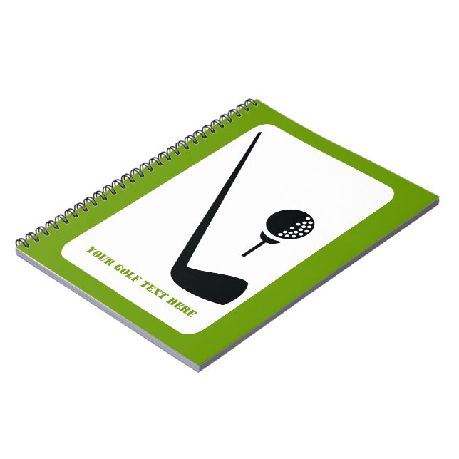 Cuaderno Club de golf y personalizado negro y verde (Lado Izquierdo)