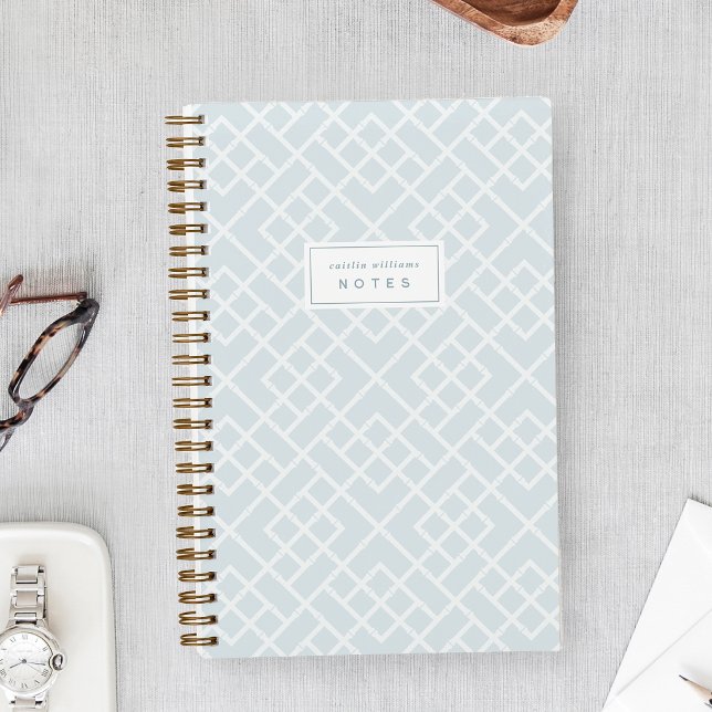 Cuaderno Coastal Blue Bamboo Trellis Personalized (Subido por el creador)