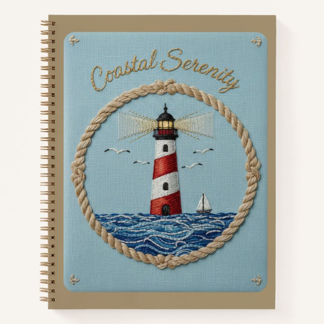 Cuaderno Coastal Serenity Embroidered Lighthouse Journal (Anverso)