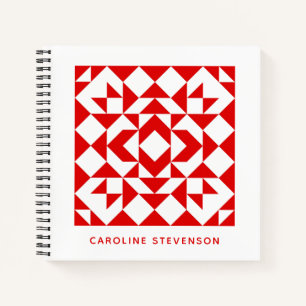 Cuaderno Cobija Geométrica Roja Vintage de Navidad Personal