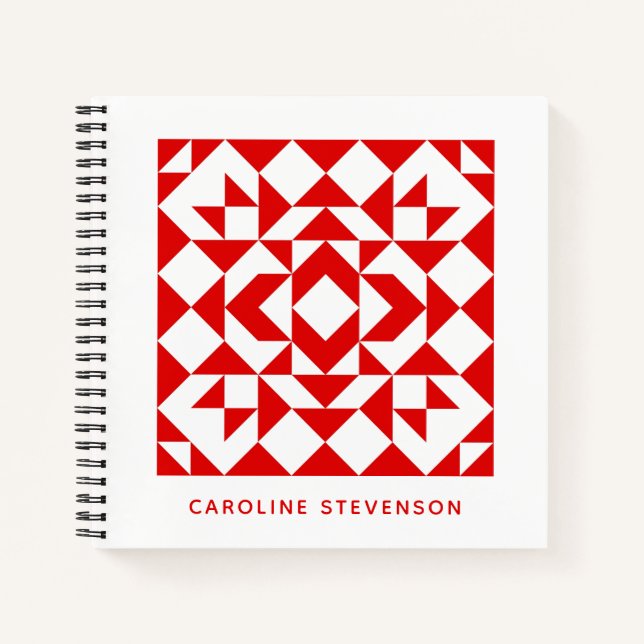 Cuaderno Cobija Geométrica Roja Vintage de Navidad Personal (Anverso)