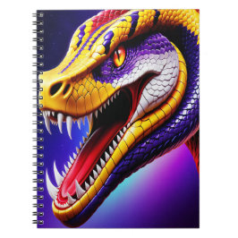 Cuaderno Cobra vibrante púrpura violeta blanca y amarilla e