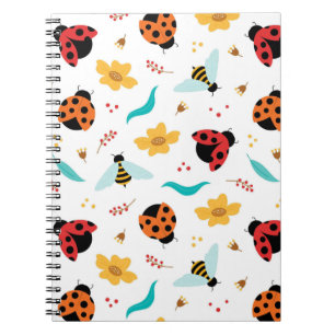 Cuaderno Coccinelas y Abejas Coloridas en un Entorno Floral