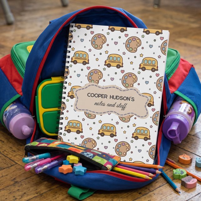 Cuaderno Coche Amarillo Patrón de Chicos Regreso a la Escue (Subido por el creador)
