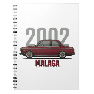 Cuaderno Coche clásico BMW 2002 rojo Malaga