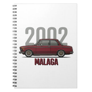 Cuaderno Coche clásico BMW 2002 rojo Malaga