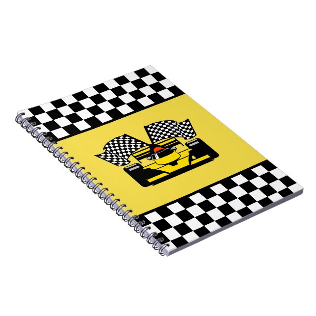 Cuaderno Coche de carreras amarillo: Bandera del inspector (Lado Derecho)