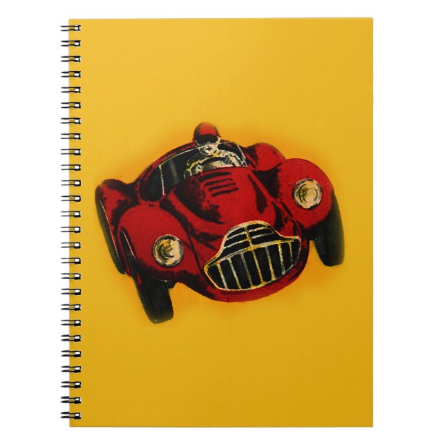 Cuaderno Coche de Carreras automática amarillo rojo antiguo (Frente)